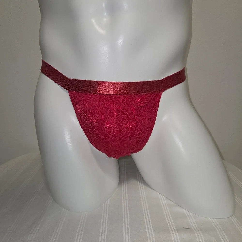 Cosabella Italian Mystic Red Lace Mid-Rise Men's Thong Stretch Underwear